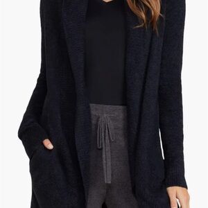 Barefoot Dreams Cardigan Women’s Medium Petite  Cozychic Lite Sweater Black Cozy